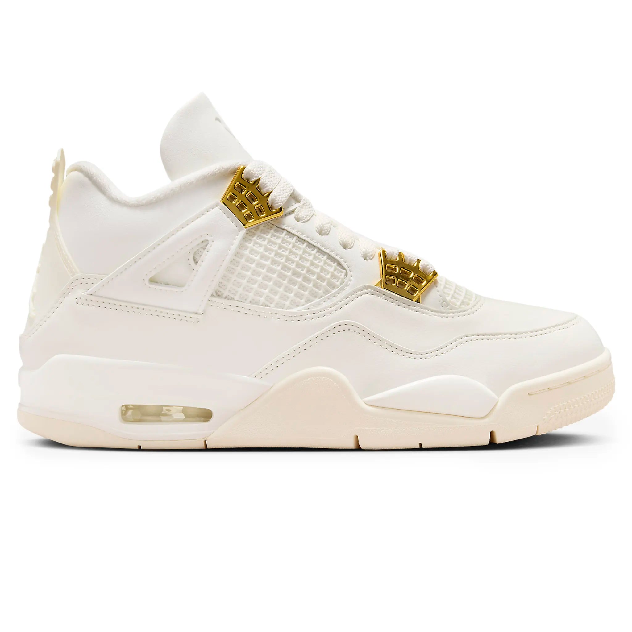 Side view of Air Jordan 4 Retro Sail Metallic Gold (W) AQ9129-170